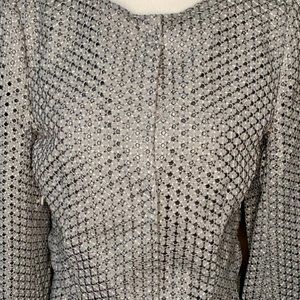 ESCADA Virgin Wool Two Piece Eyelet Skirt Suit Women’s Size 40/42 Grey